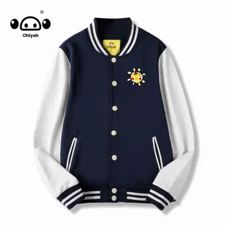 美式纯棉棒球服外套女春秋季情侣潮流 卫衣定制印logo运动会班服图片