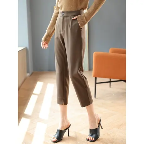 宝诗黎高腰休闲直筒西装裤2023秋季新款垂感气质七分裤职业正装裤商品大图