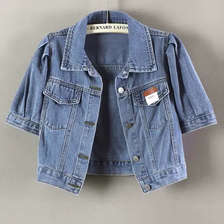 春夏新款韩版牛仔外套女超短外搭高腰短袖小披肩宽松上衣薄18商品大图