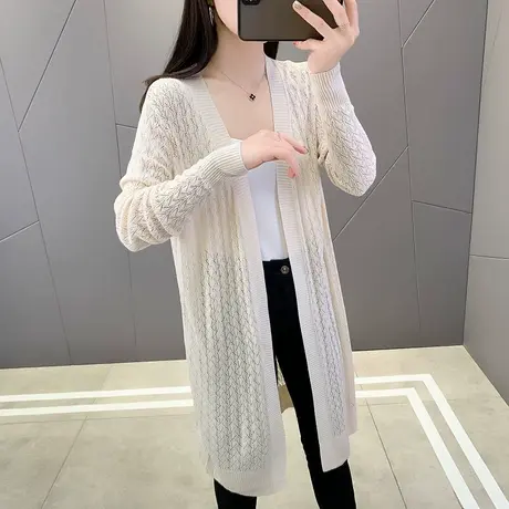 2023年新款冰丝针织衫开衫女长款防晒衣春夏季外搭空调衫薄款外套图片