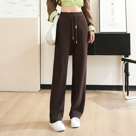 黑色显瘦垂感阔腿裤女2023新款高腰拖地裤裤大码直筒裤休闲运动裤商品大图