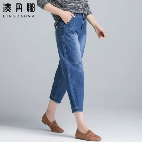 阔腿灯笼牛仔裤女夏季薄款宽松休闲哈伦垮裤八分裤女小个子萝卜裤商品大图