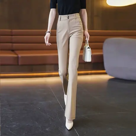网红微喇裤女2023年春秋高腰显瘦垂感休闲长裤女士高级西装喇叭裤图片