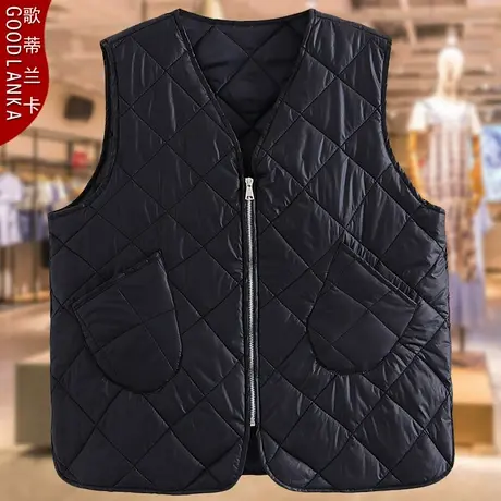 中年妈妈秋冬新款马甲外穿洋气加肥加大码女轻薄款羽绒棉马夹外套商品大图