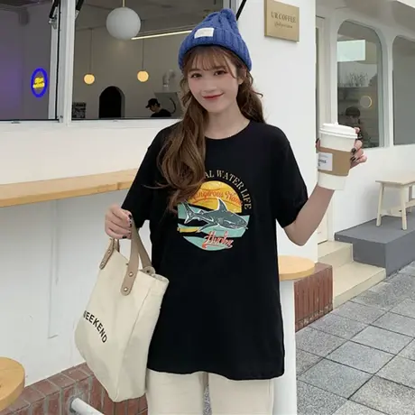 网红港风ins短袖t恤女2019宽松韩版原宿bf怪味少女百搭嘻哈上衣潮商品大图