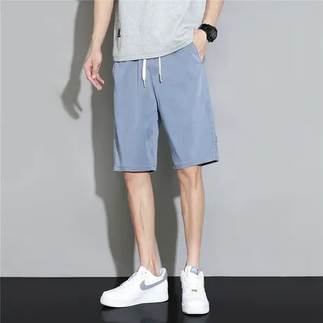 天丝牛仔短裤男士夏季薄款冰感冰丝宽松直筒抽绳五分中裤子运动裤商品大图