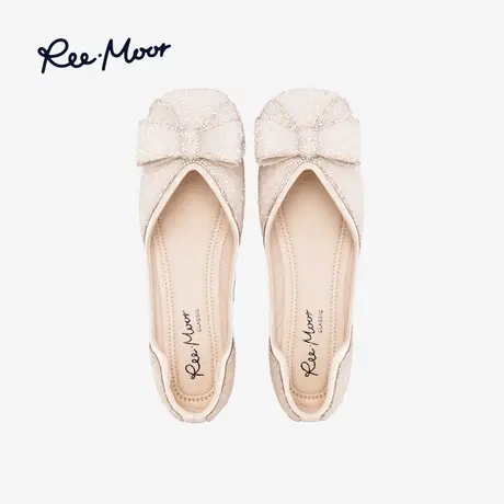 REEMOOR睿慕单鞋浅口珍珠鞋子女2023春款鞋子低跟方头平底女鞋商品大图