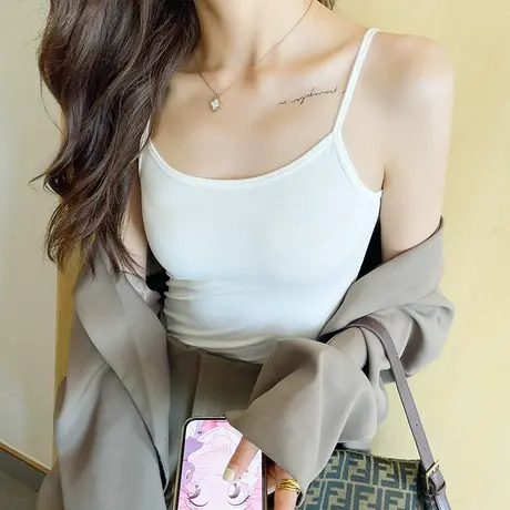 白色吊带小背心女士内搭莫代尔黑色美背打底夏季网红爆款外穿潮商品大图