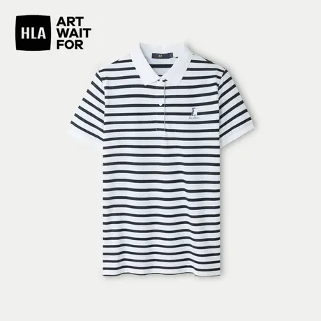 HLA/海澜之家翻领短袖POLO衫2024春夏新款烫钻工艺休闲上衣女装图片