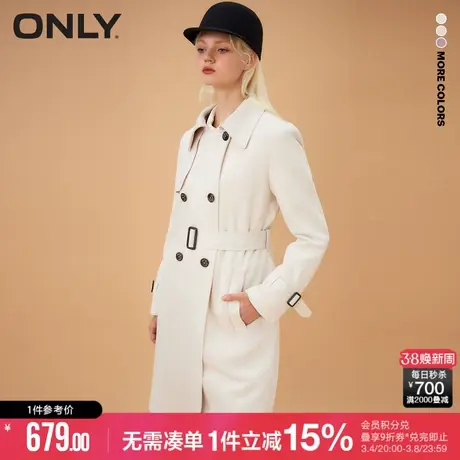 ONLY时尚通勤风纯色防风直筒中长款风衣女商品大图
