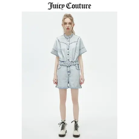 Juicy Couture橘滋连体衣女2023夏季新款复古连体牛仔衣短裤套装商品大图