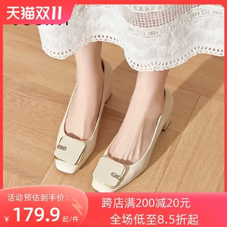 卓诗尼2023秋季新款粗跟时装鞋潮流仙女风高跟鞋时尚舒适气质单鞋图片
