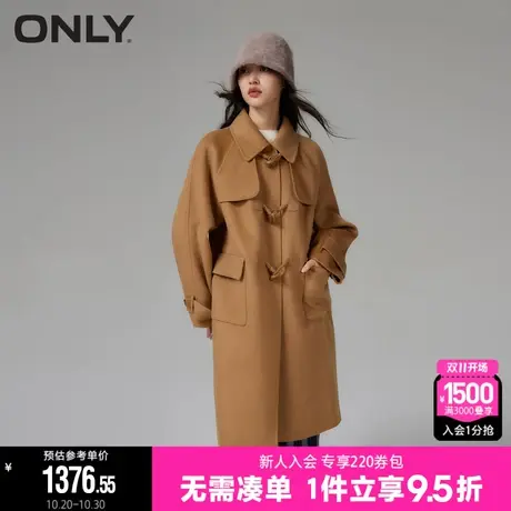 ONLY2023冬季新款双面呢绵羊毛翻领中长款毛呢大衣女|12334S001图片