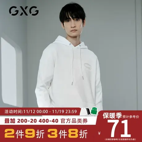 1GXG男装秋冬商场同款白色图标装饰圆领针织衫毛衫男情侣毛衣图片