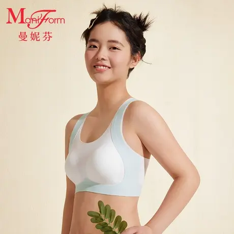 【三阶段】曼妮芬2025夏少女带杯垫运动风工字背短款无痕背心内衣商品大图