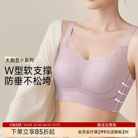 润微大胸显小提拉防下垂调整型收副乳聚拢女士内衣女薄款文胸罩商品大图