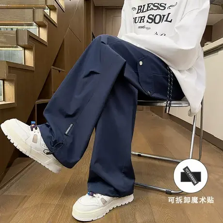 阔腿工装裤男春秋季2025新款潮牌大口袋宽松裤子复古高街拖地长裤商品大图