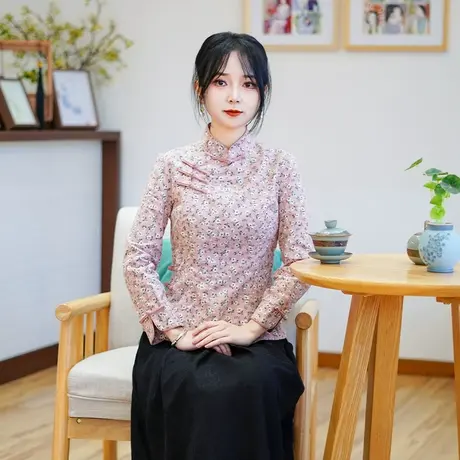 筠雅春季新款中国风唐装上衣修身显瘦气质年轻款新中式女装25J031商品大图