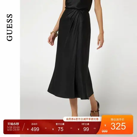GUESS女士气质褶皱百搭老钱风半身长裙-W4BD56WGIG2图片