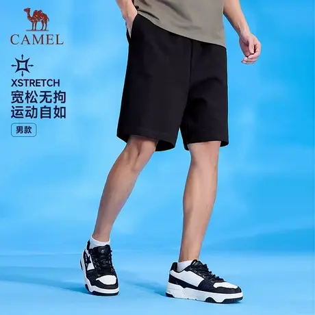 骆驼男装针织休闲短裤男士2025新款夏季宽松直筒透气运动五分裤子商品大图