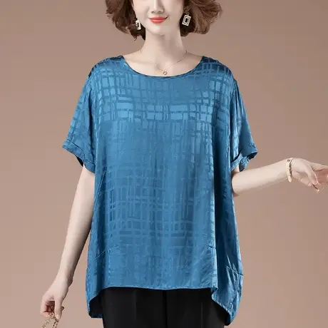 短袖t恤女夏加肥加大码女装宽松中年妈妈百搭休闲中长款显瘦体恤图片