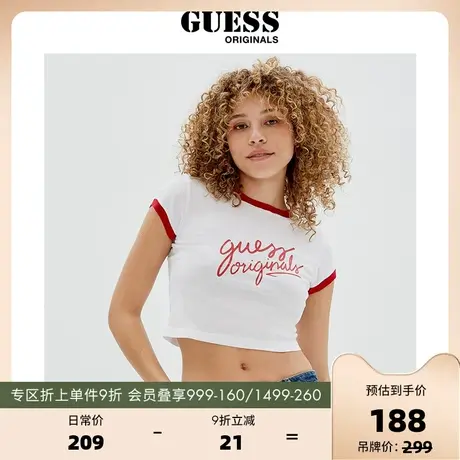 GUESSOriginals女士短款字母LOGO短袖T恤-W2GP07K9RM5商品大图
