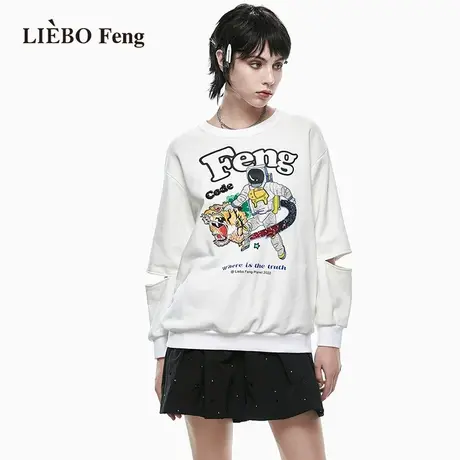 裂帛LIEBOFeng商场同款2023年春夏新品国潮设计师刺绣解构风卫衣图片