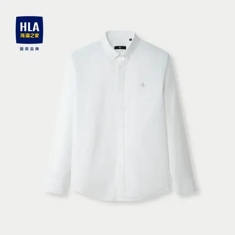 HLA/海澜之家国民臻品长袖休闲衬衫24秋新纯棉宽松扣领尖领衬衣男商品大图