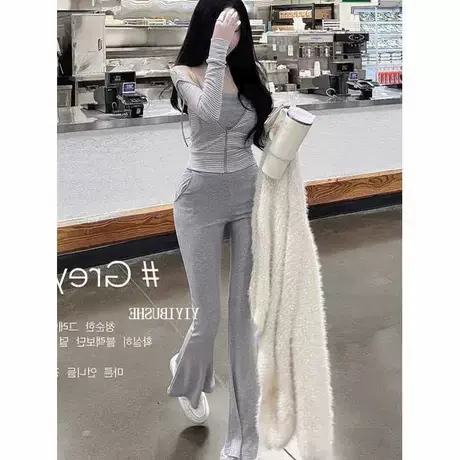 当天发 Onoev LZ115显腿长~巨舒适显瘦弹力高腰微喇休闲裤图片