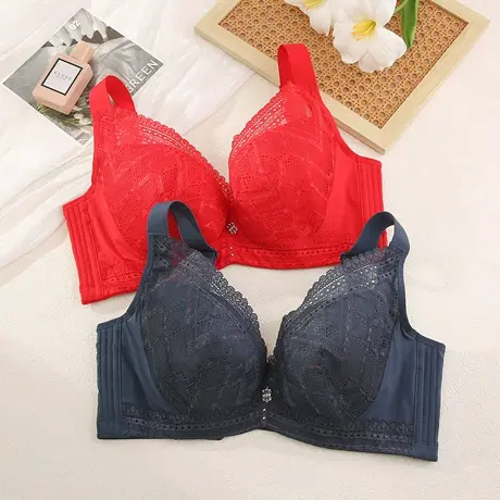 Shaply/莎莲妮大胸显小内衣女大码薄款透气蕾丝防走光收副乳文胸商品大图
