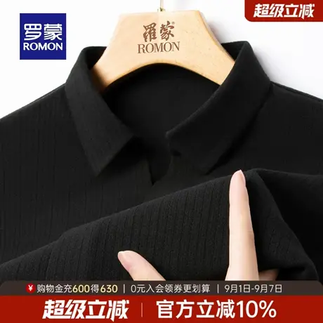 罗蒙男士针织衫2025秋季新款休闲百搭上衣纯色翻领打底衫时尚毛衣商品大图