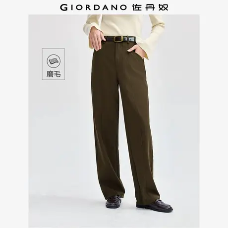 佐丹奴裤子女装磨毛斜口袋破骨阔腿梭织休闲长裤 05414076商品大图