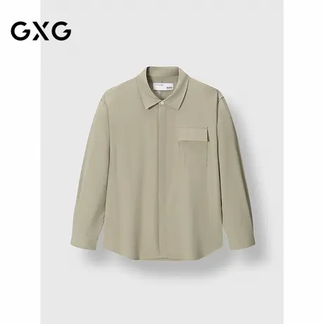 GXG男装 卡其色基础款衬衫通勤简约上装男宽松衬衣 2025春季新品商品大图