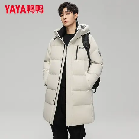 鸭鸭羽绒服男女情侣款加厚长款过膝2025冬季新款时尚连帽保暖外套商品大图