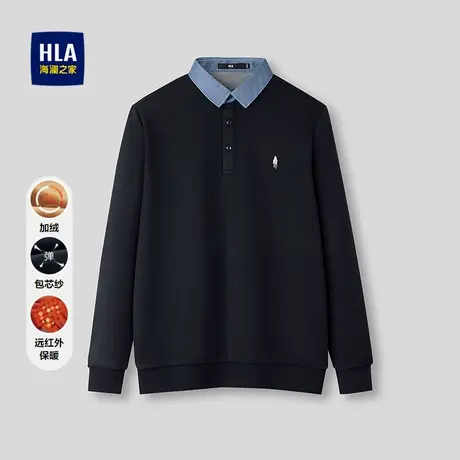 HLA/海澜之家唐三彩合作系列保暖针织衫25秋冬新加绒远红外上衣男商品大图