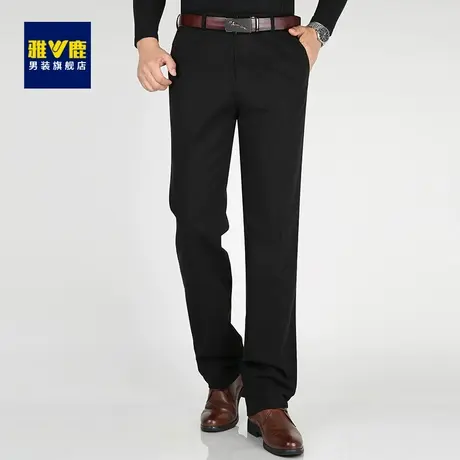雅鹿男士纯棉休闲裤宽松商务春秋款西裤中老年爸爸高腰直筒工装裤商品大图