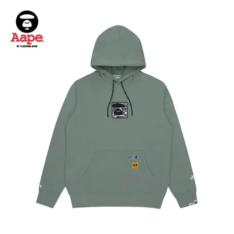 Aape男装秋冬款猿颜迷彩方标字母印花连帽套头衫卫衣外套3781XXG商品大图