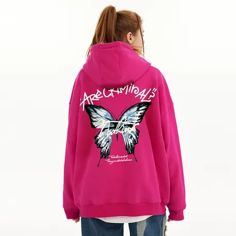 Nuthink欧美hiphop连帽蝴蝶卫衣潮牌男高街潮流宽松大码春季帽衫商品大图