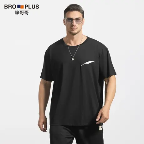 胖哥哥莫代尔冰丝大码短袖男圆领宽松加肥加大夏季男士半袖T恤衫商品大图