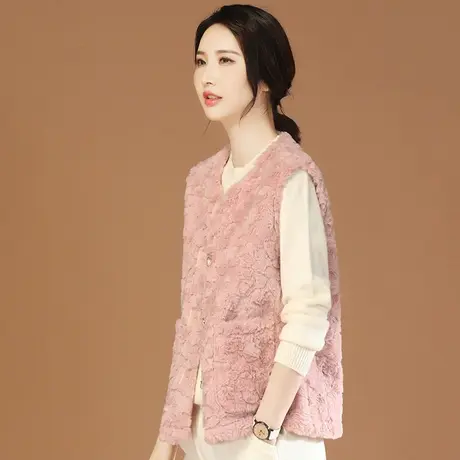 韩潮袭人圆领小香风仿水貂绒马甲女2023冬新款背心坎肩外套马夹厚图片