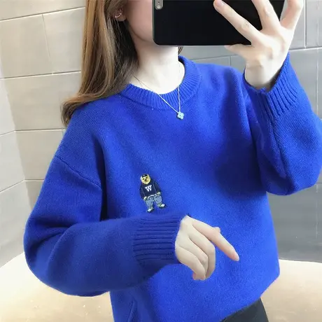 克莱因蓝毛衣女2023年新款爆款春秋外穿内搭洋气加厚针织衫女上衣商品大图