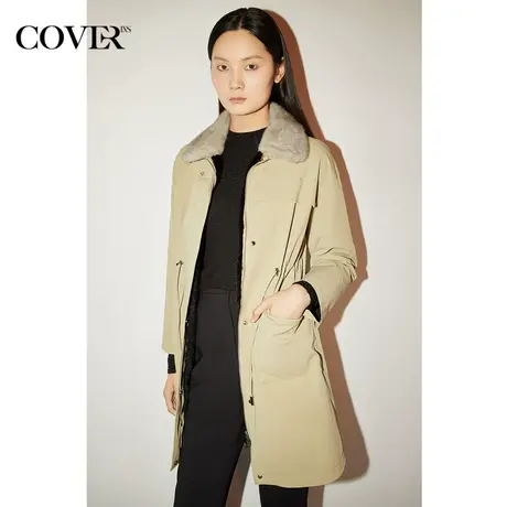 COVER冬季线条感收腰整貂内胆皮草大衣商品大图