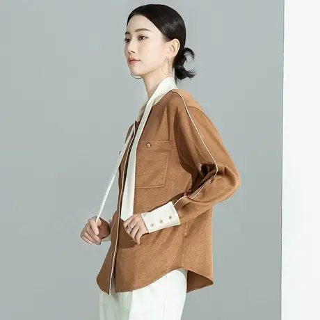 高端衬衫女设计感小众中长款职业打底衫2023新款春款女装长袖衬衣图片