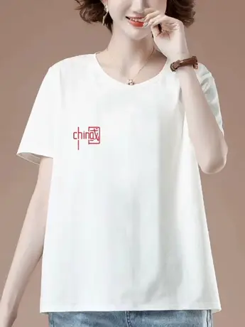 欧货仿棉短袖t恤妈妈装大码春夏季新款白色百搭体恤减龄女士上衣商品大图