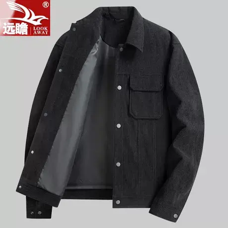 灯芯绒外套男士春秋潮流百搭上衣2023新款翻领秋季休闲工装夹克男商品大图