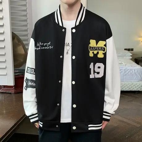 冬季潮牌日系港风开衬卫衣男士宽松2024新款棒球服男款外穿秋冬款图片