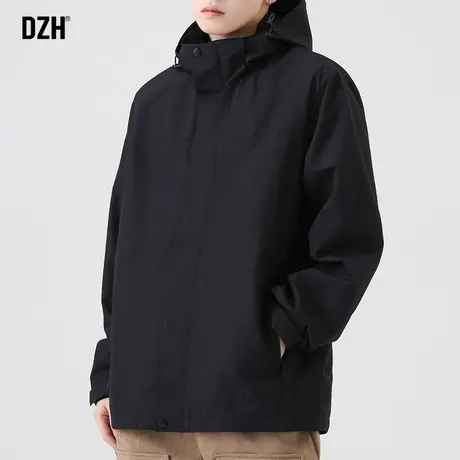 男士户外防水冲锋衣外套男春秋款潮高级感休闲连帽夹克宽松登山服商品大图
