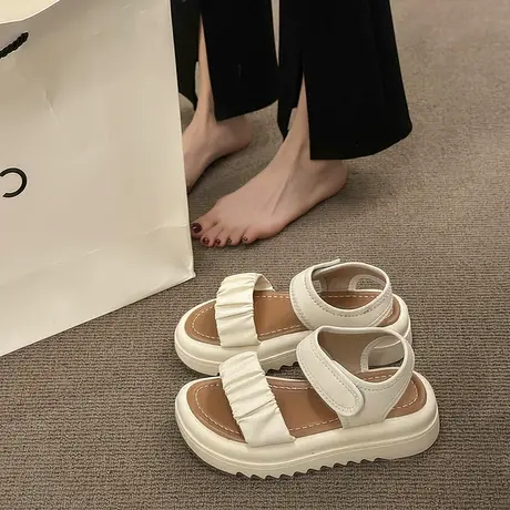 运动罗马凉鞋女外穿2024年夏季新款厚底百搭精致不累脚度假沙滩鞋图片