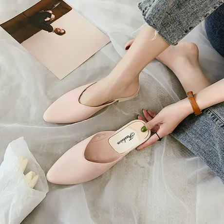 外穿舒适防滑拖鞋女夏2023新款女士半拖鞋包头一字软底低跟懒人鞋商品大图