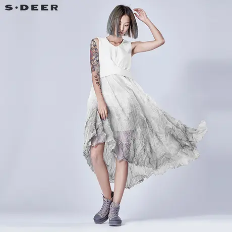 s.deer【新品】圣迪奥女夏装肌理折痕挺括晕染连衣裙S16281228图片